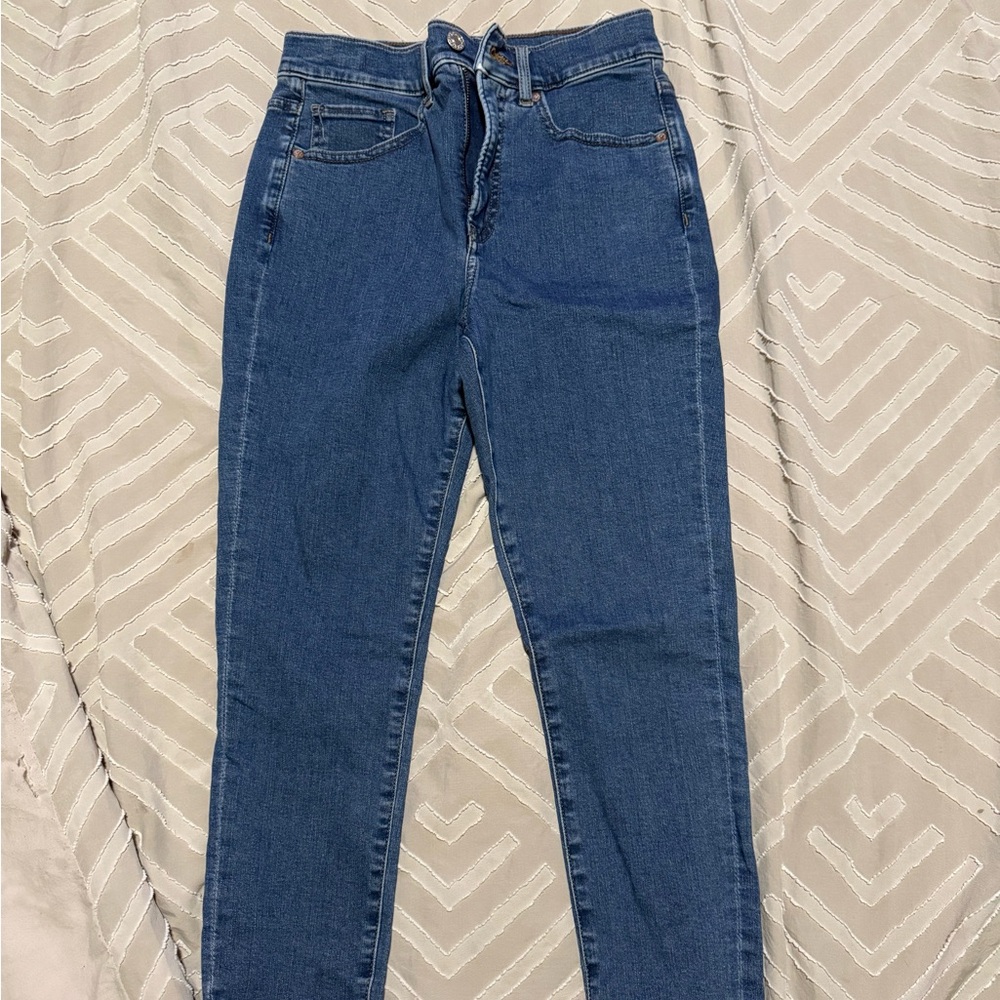 Express Women's Skinny cropped high rise Jeans in Deep Blue